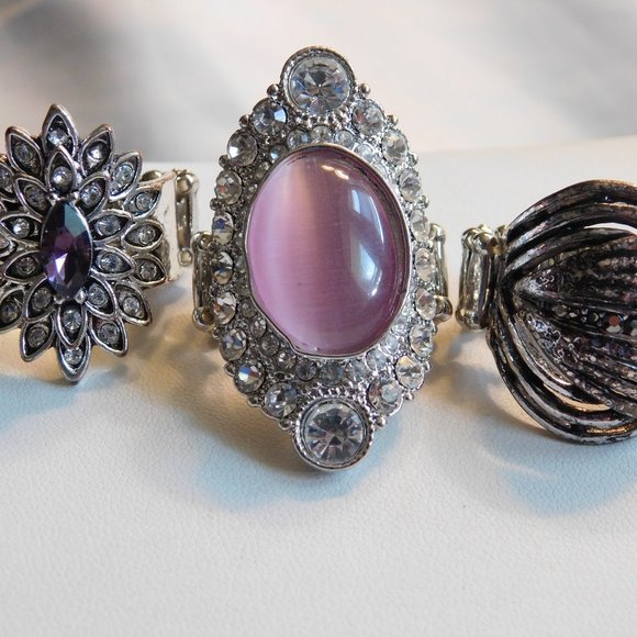 Bling Stretch Rings Assorted Lot of 8 Rings - Picture 3 of 9